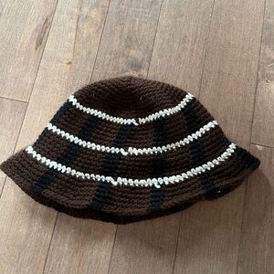 Brown Striped Women's Crochet Hat